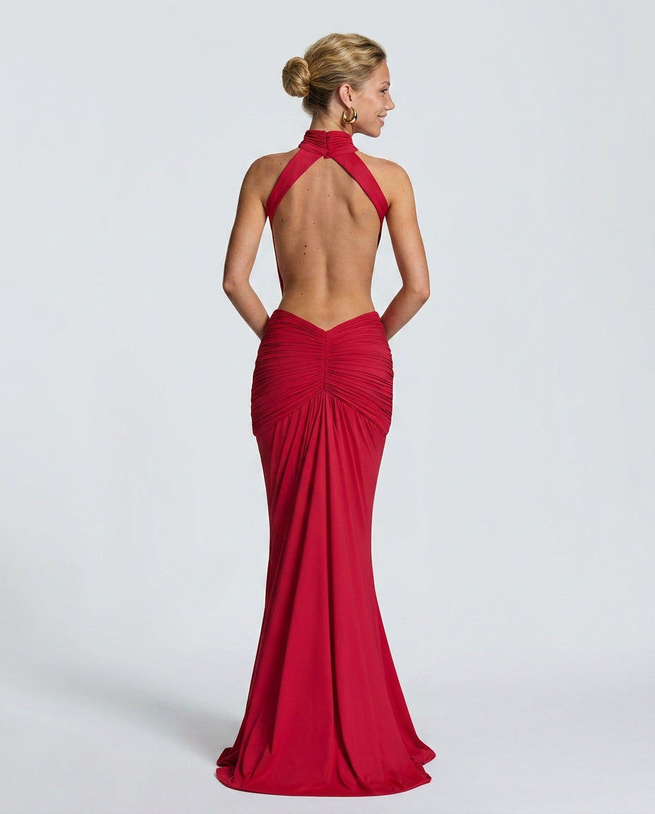 Blair | Halter Neck Backless Maxi Dress