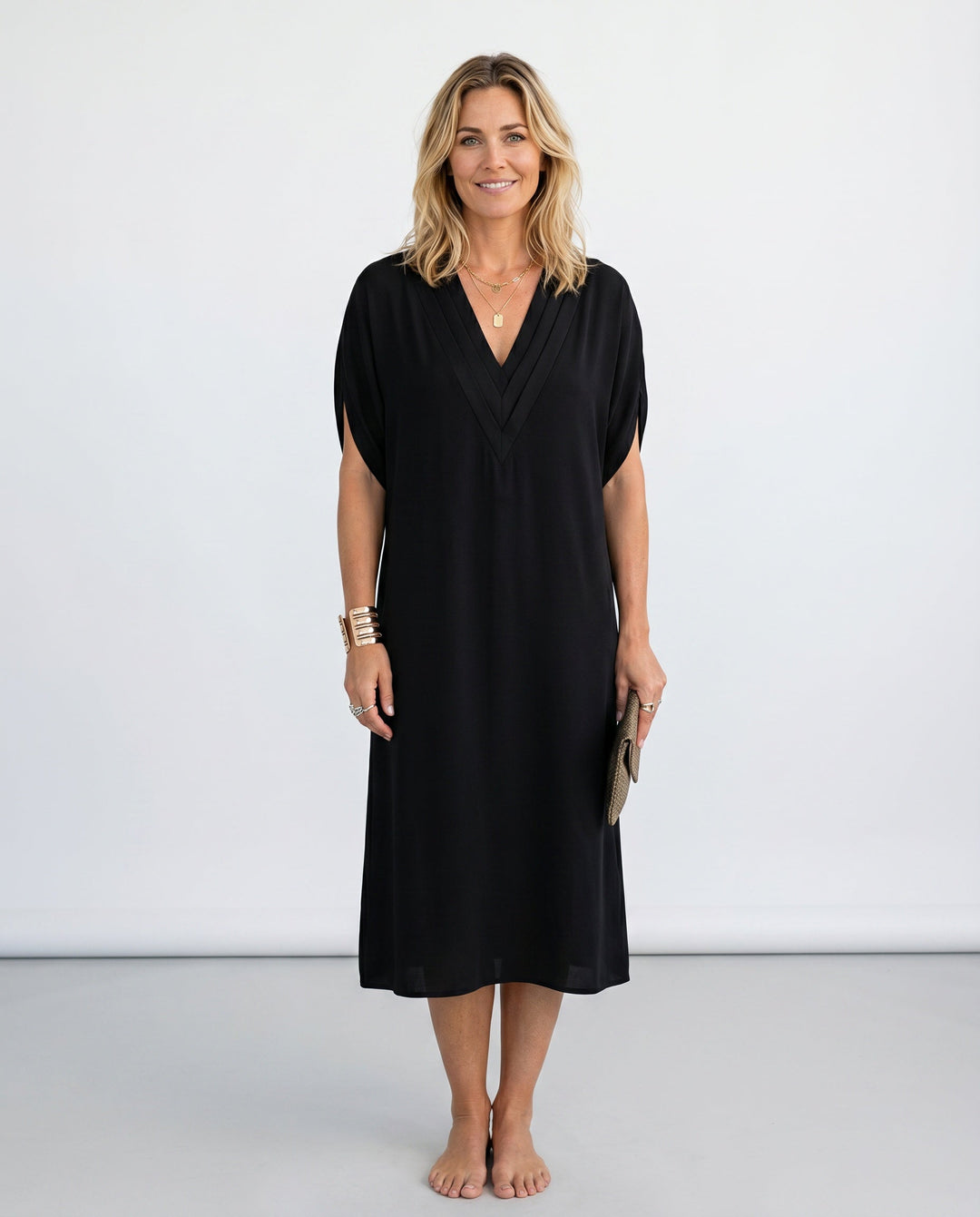 Maeva | V-Neck Multi-Layered Casual Midi Dress