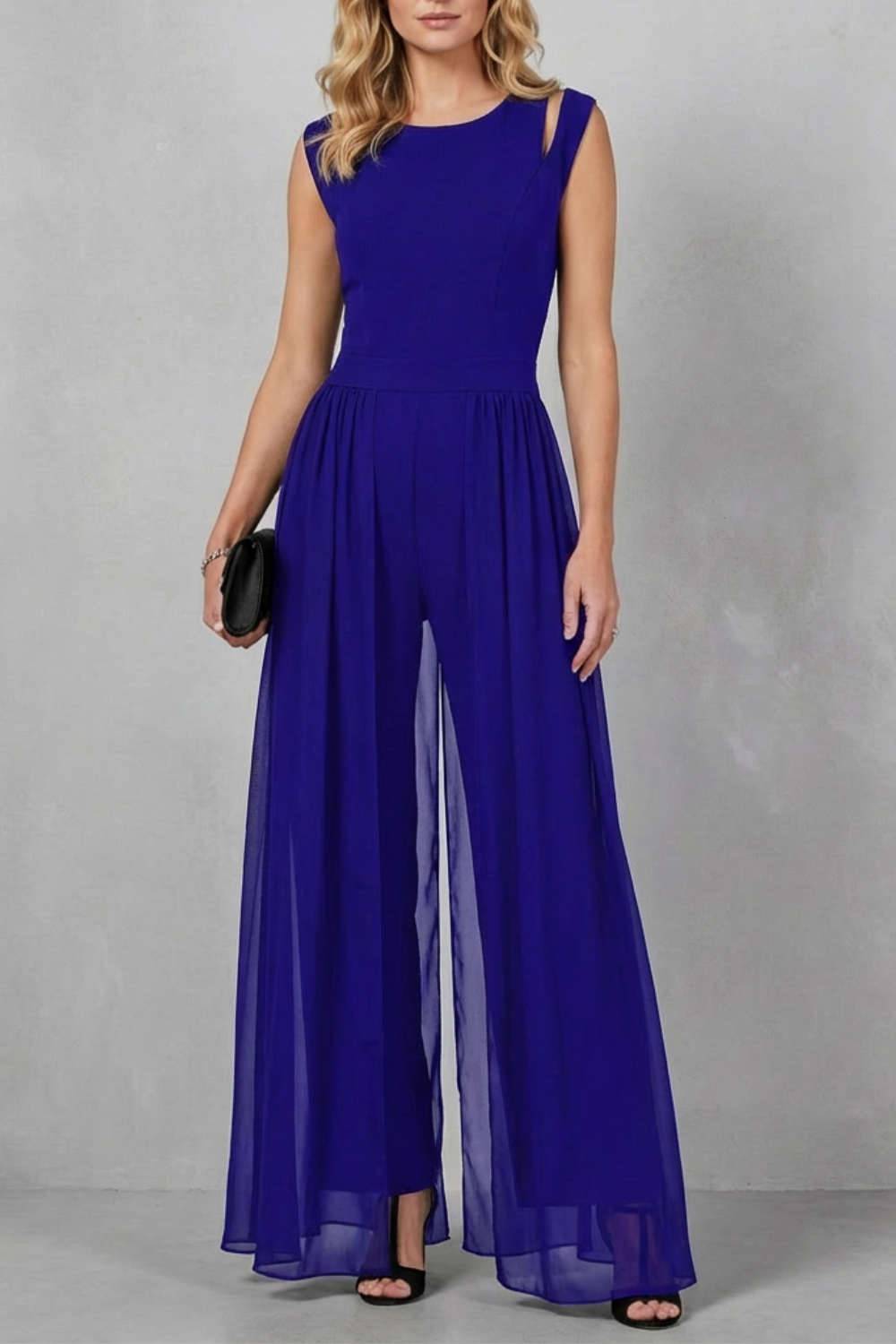 Maelira | Sheer Panel Cutout Wide-Leg Jumpsuit