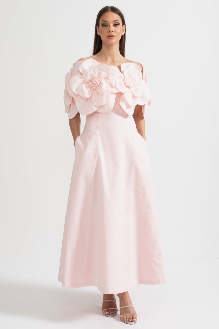 Coralie | Off-Shoulder Floral Midi Dress