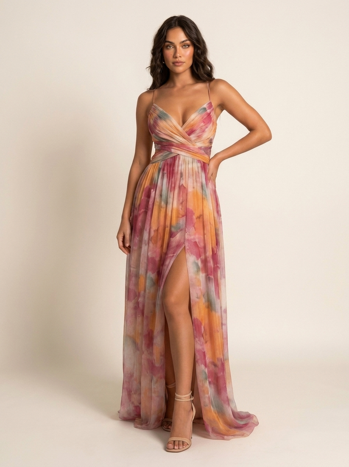 Isadora | Watercolour Print Maxi Dress