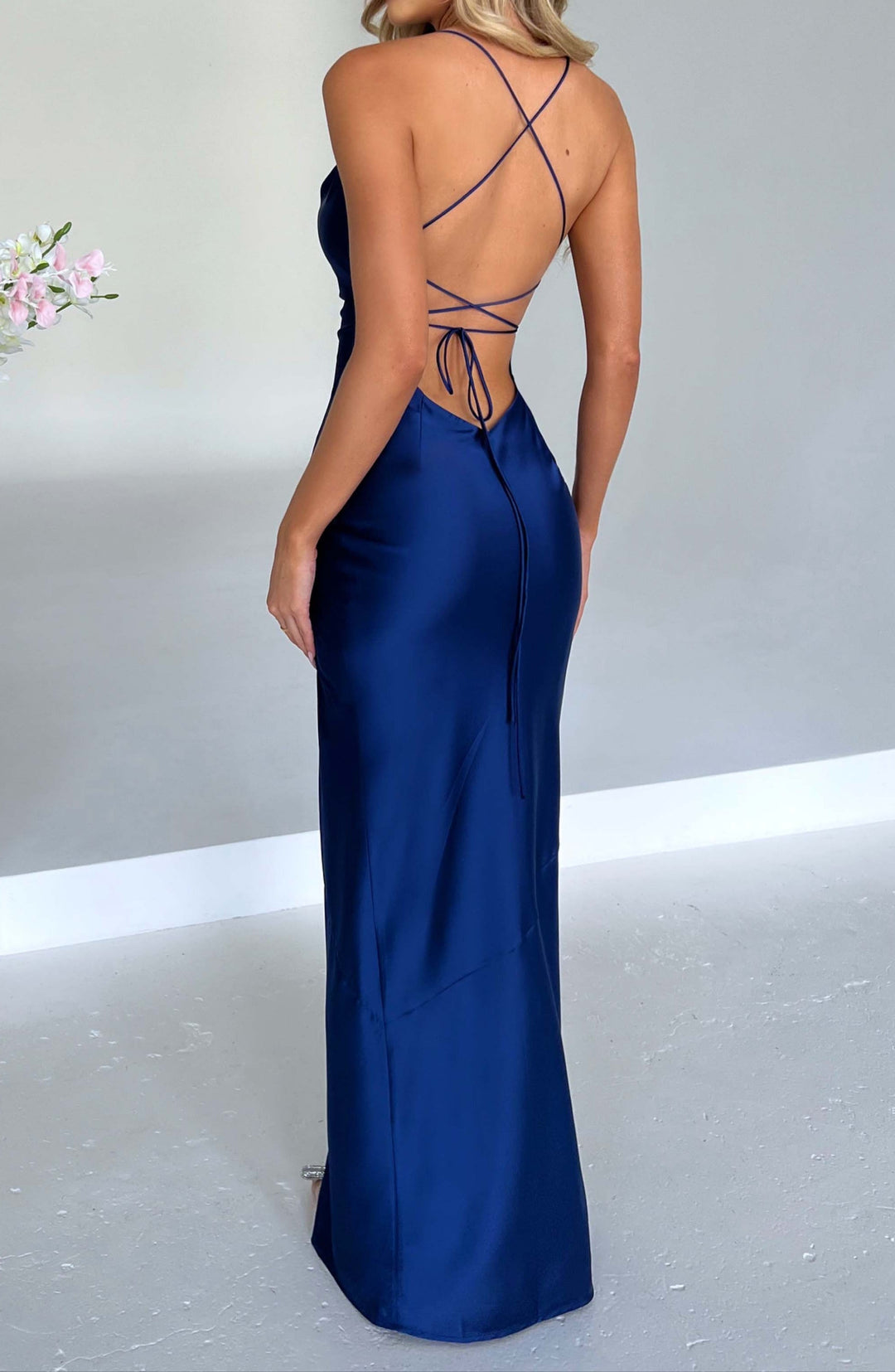 Celeste | Satin-Finish Maxi with Front Slit