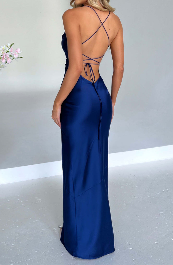 Celeste | Satin-Finish Maxi with Front Slit