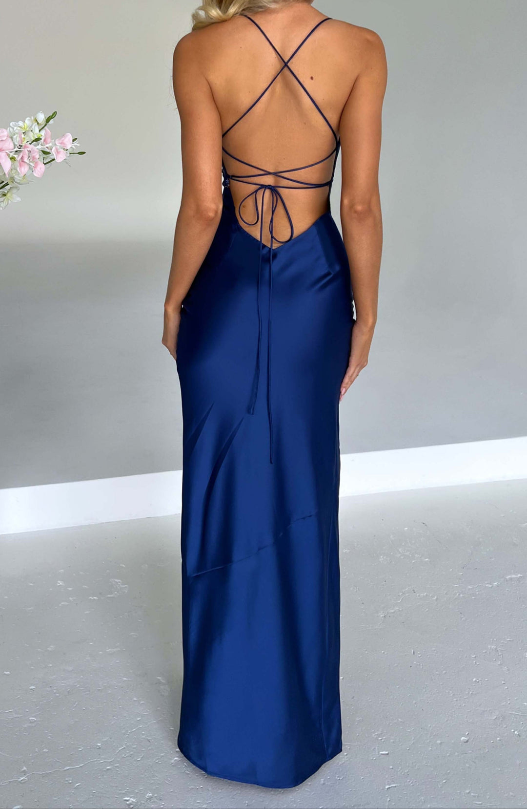 Celeste | Satin-Finish Maxi with Front Slit