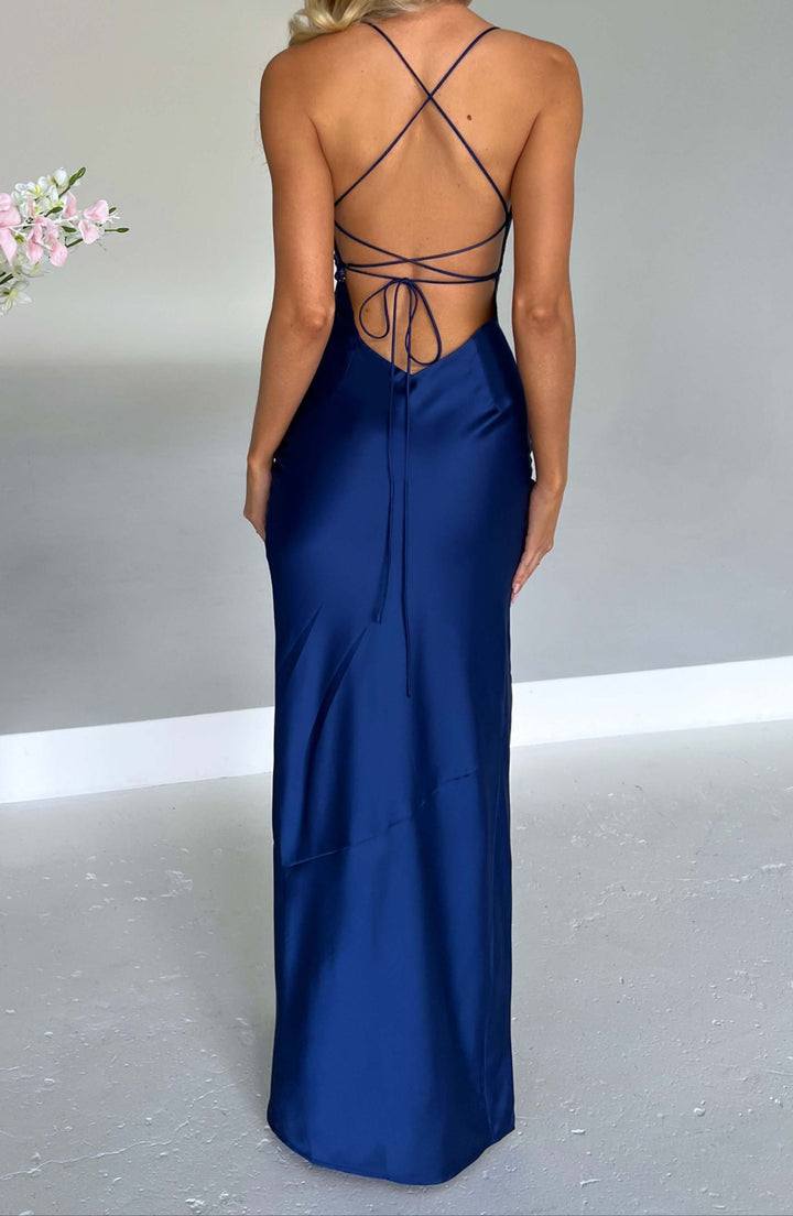 Celeste | Satin-Finish Maxi with Front Slit