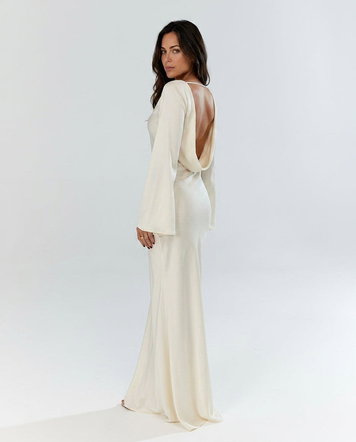 Delphine | Long Sleeve Elegant Wedding Guest Maxi Dress