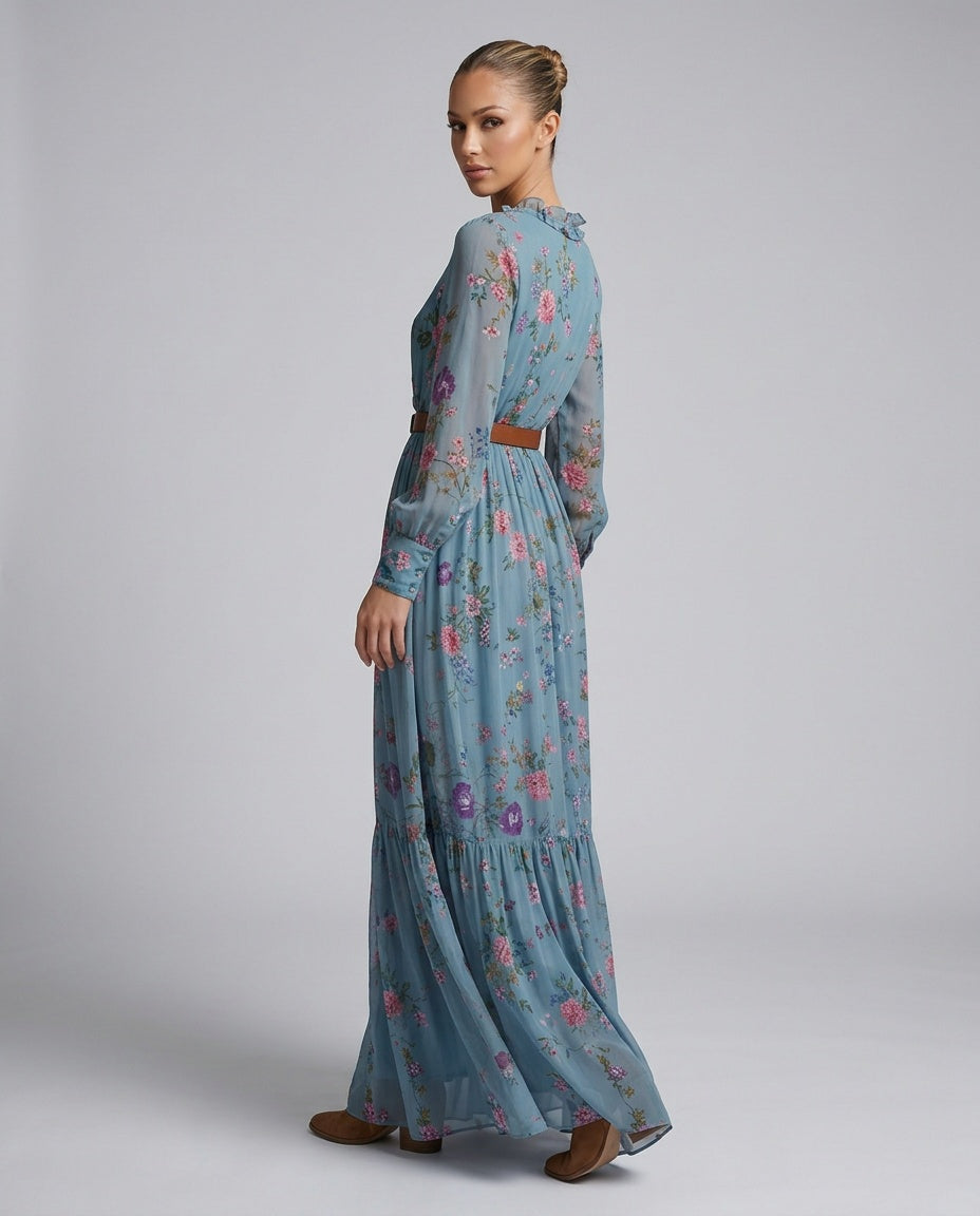 Elodie | Bohemian Floral Long Sleeve Maxi Dress