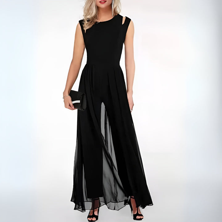 Xenia | Sleeveless Wide-Leg Jumpsuit with Flowy Overlay