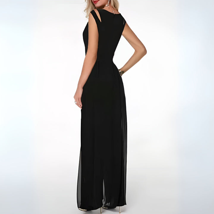 Xenia | Sleeveless Wide-Leg Jumpsuit with Flowy Overlay