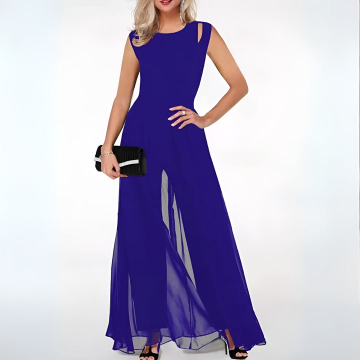 Xenia | Sleeveless Wide-Leg Jumpsuit with Flowy Overlay