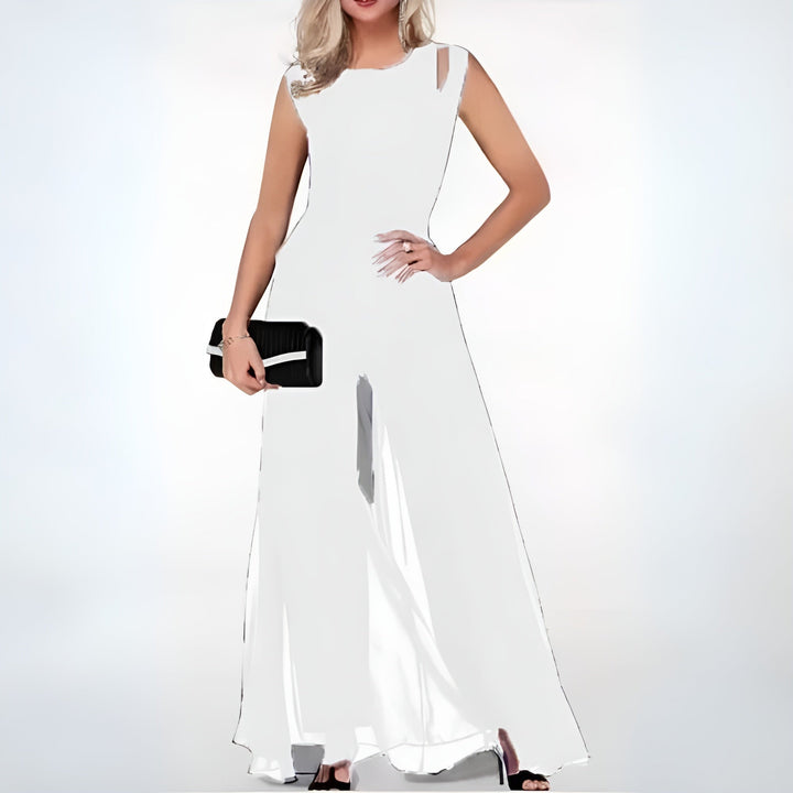 Xenia | Sleeveless Wide-Leg Jumpsuit with Flowy Overlay