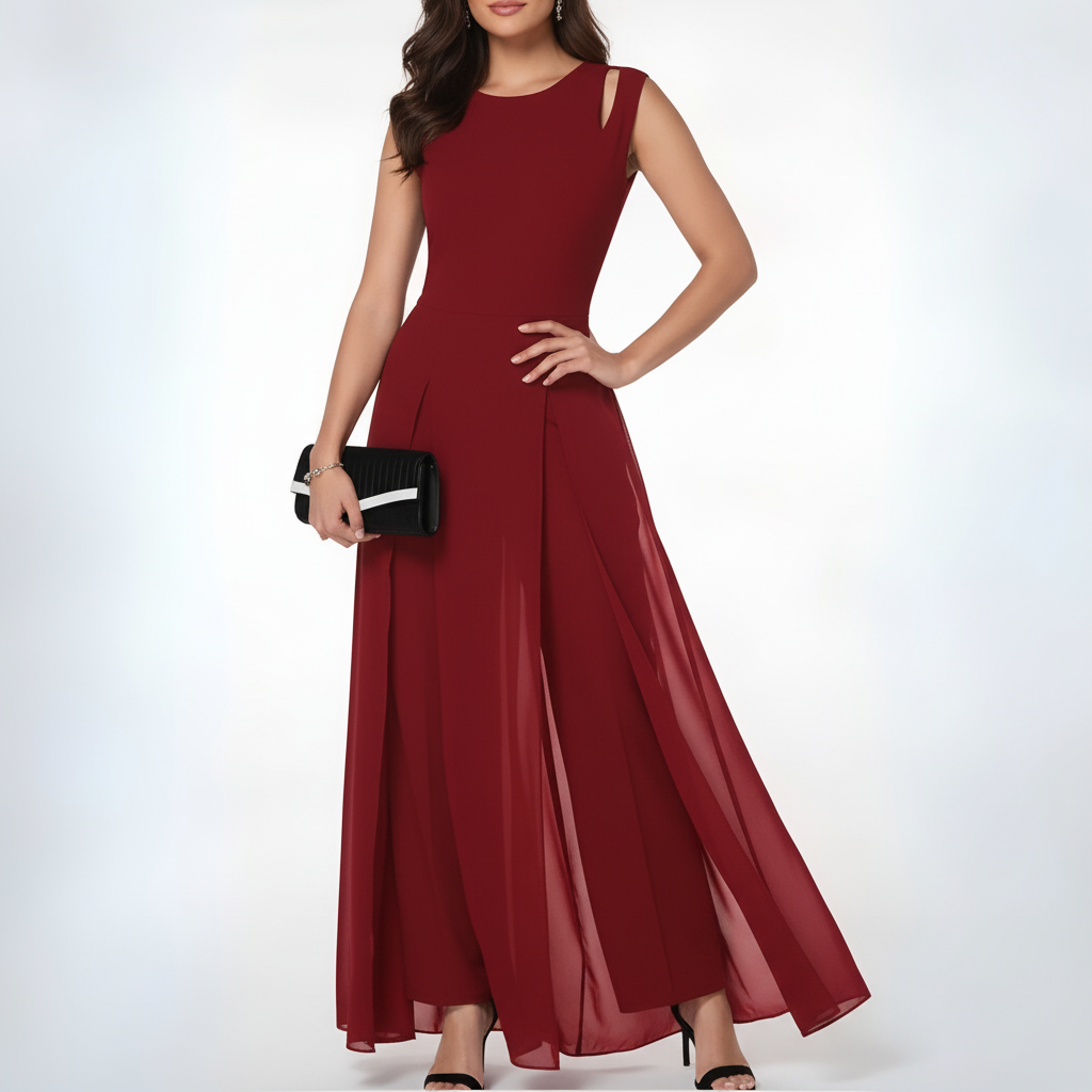 Xenia | Sleeveless Wide-Leg Jumpsuit with Flowy Overlay