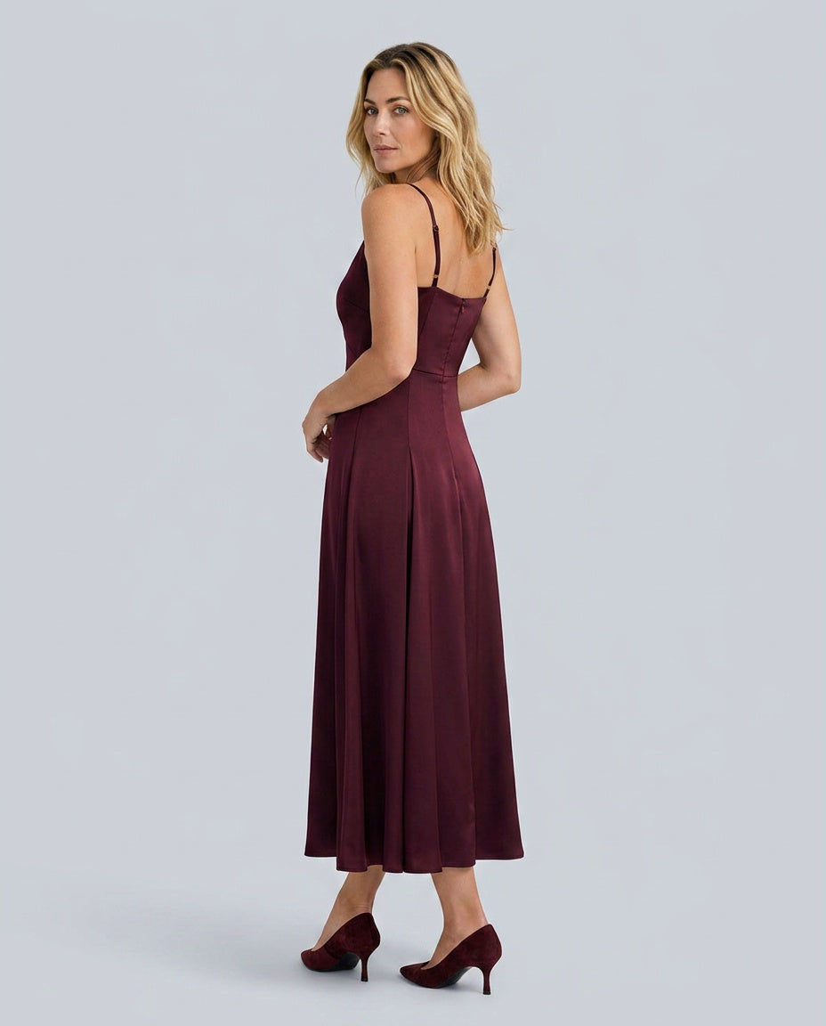 Dahlia | Spaghetti Strap Satin A-Line Maxi Dress