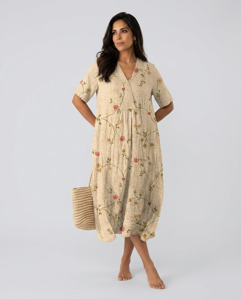 Liv | V-Neck Floral Summer Midi Dress