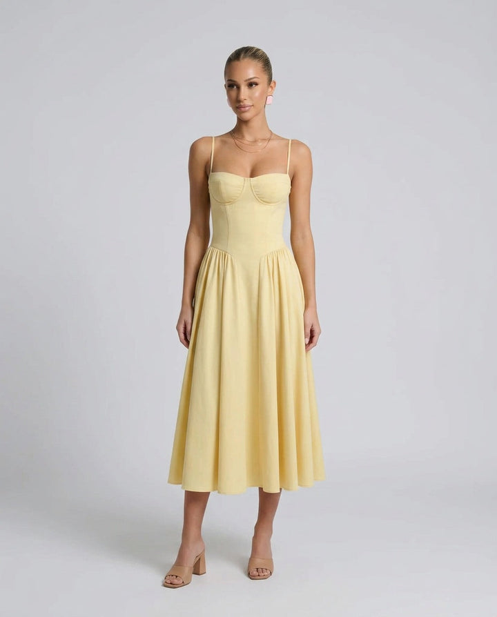 Willa | Spaghetti Strap Sweetheart Midi Dress