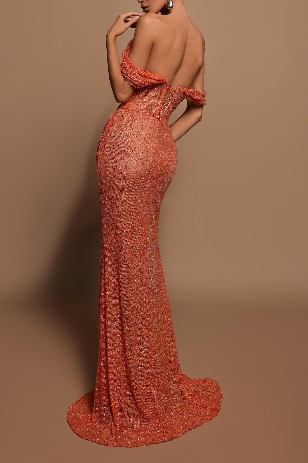 Naia | Off-Shoulder Sequin Split Maxi Dress