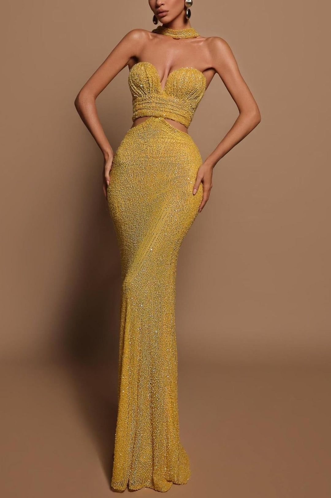 Delphine | Sequin Off-Shoulder Cut-Out Maxi Dress