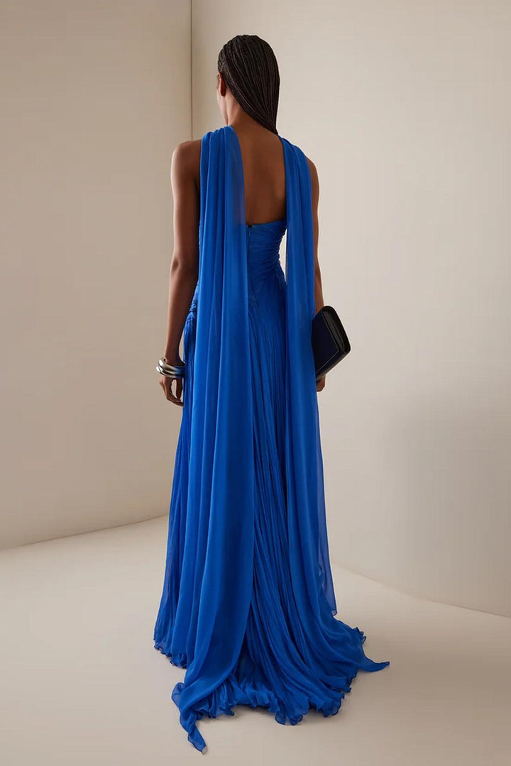 Naia | Off-Shoulder Pleated Chiffon Maxi Dress