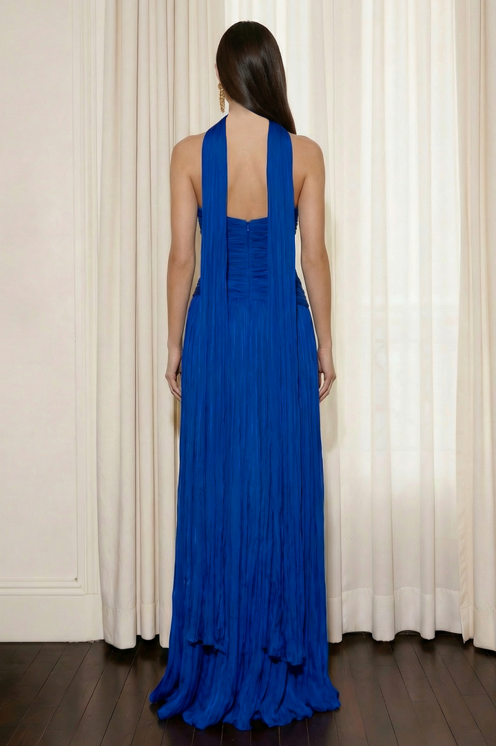 Vivienne | Off-Shoulder Pleated Chiffon Maxi Dress