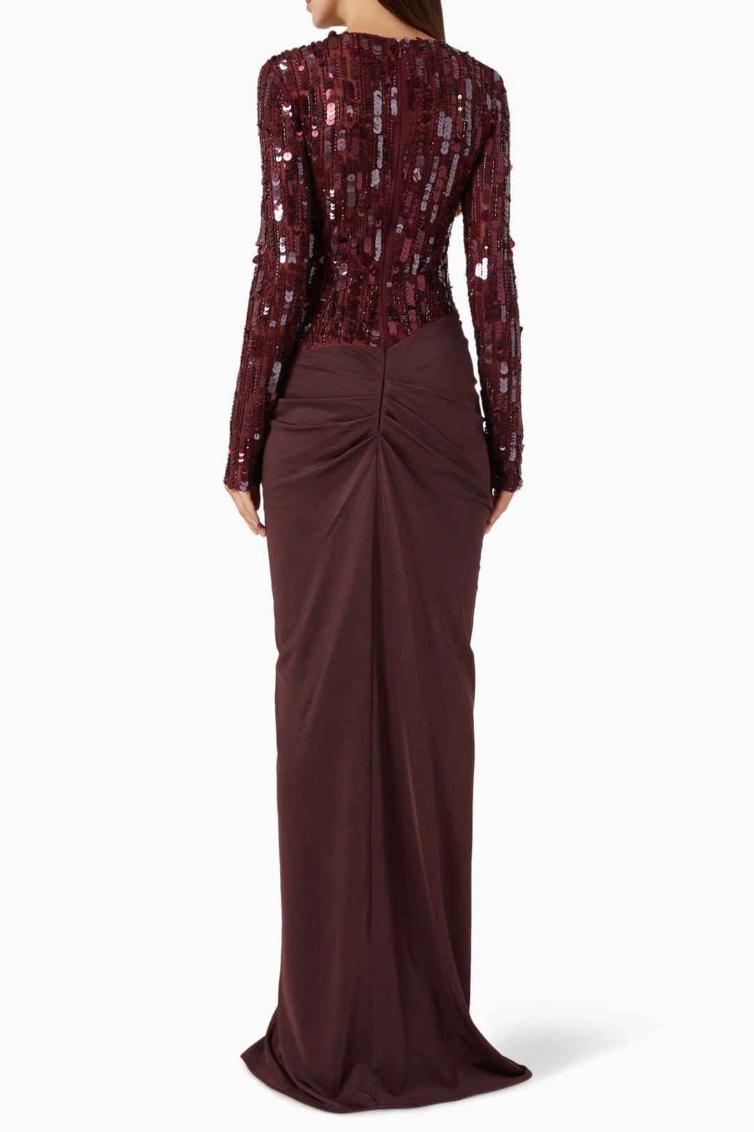 Auriel | Long Sleeve Sequin Pleated Maxi Dress