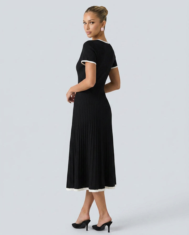 Tessa | Contrast Panel Knit Midi Dress