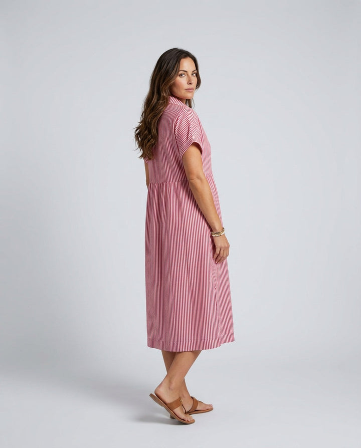 Marlowe | Striped Button-Front Midi Shirt Dress