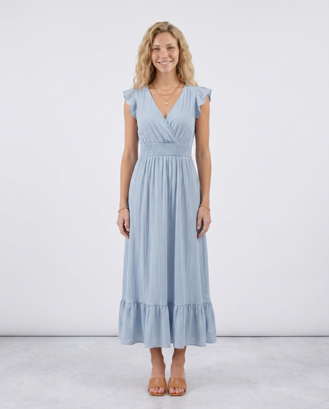 Mirtha | Low Back Ruffle Detail Midi Dress