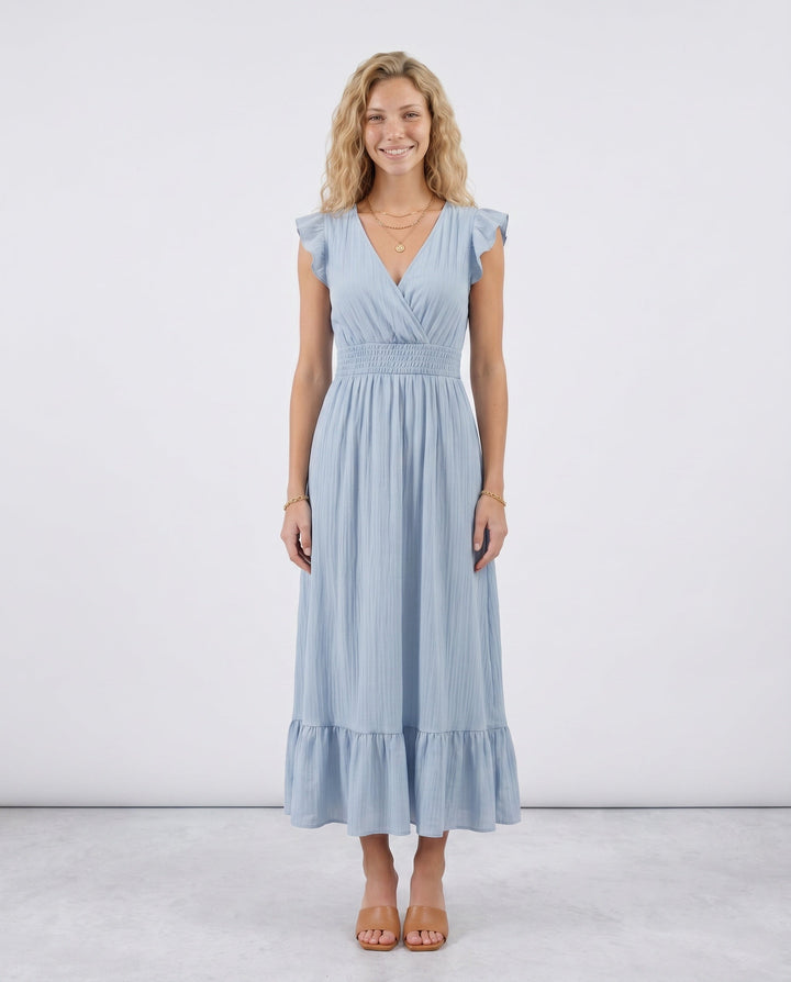 Mirtha | Low Back Ruffle Detail Midi Dress
