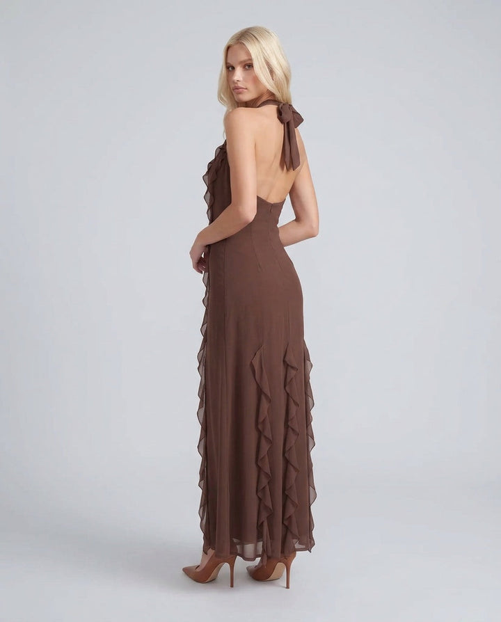 Josefine | Halter Plunge Neck Maxi Dress