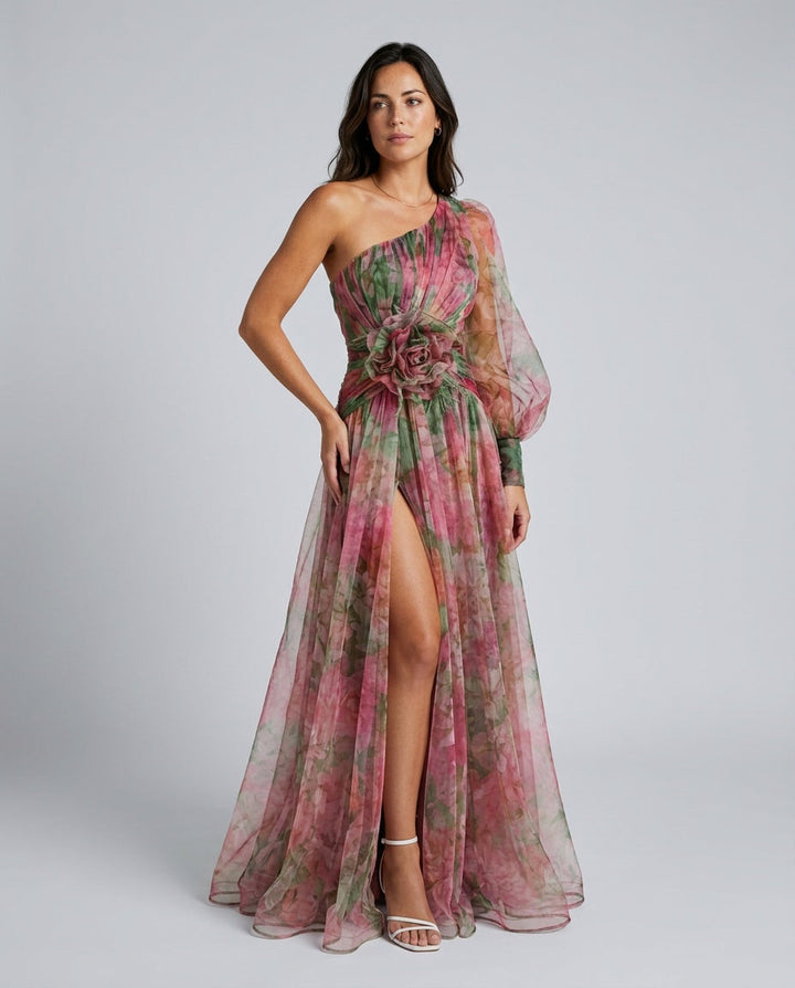Celeste | Maxi Off-Shoulder Printed Split Dress
