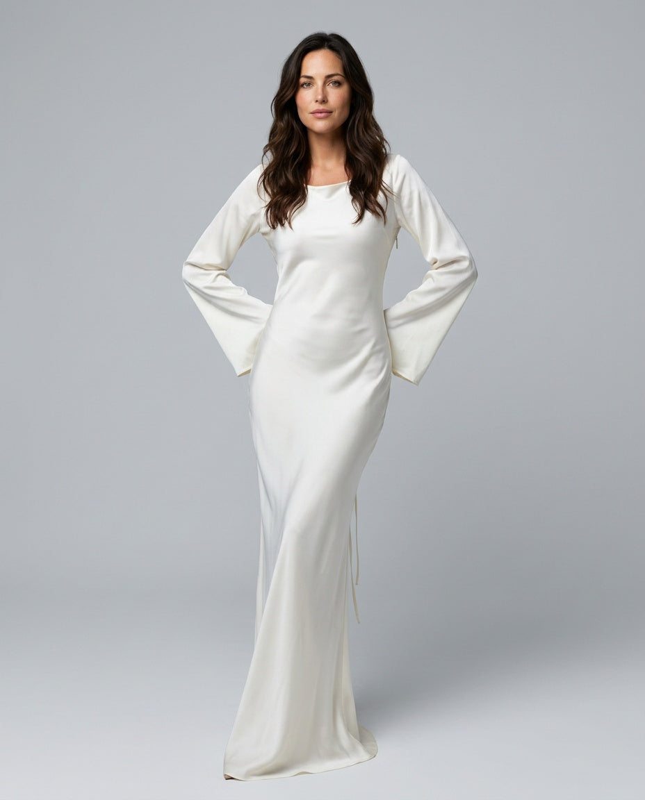 Delphine | Long Sleeve Elegant Wedding Guest Maxi Dress