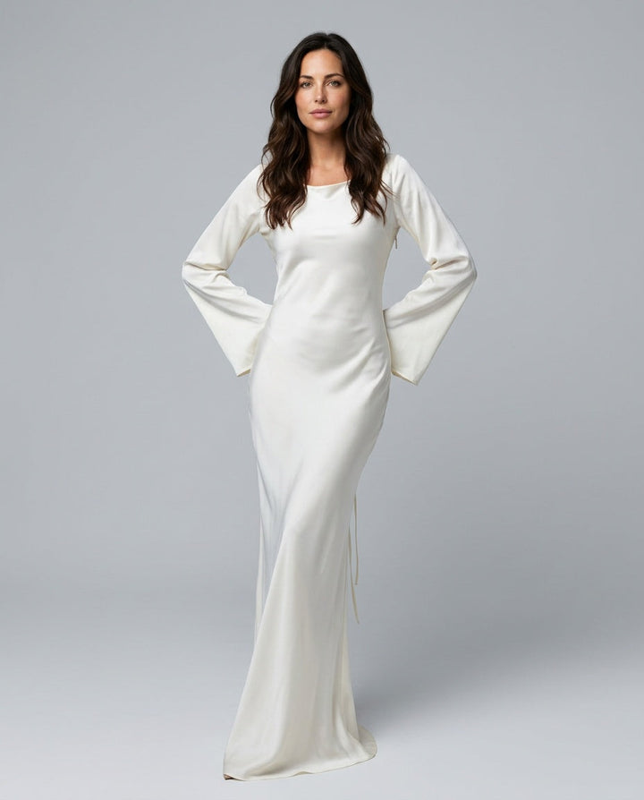 Delphine | Long Sleeve Elegant Wedding Guest Maxi Dress