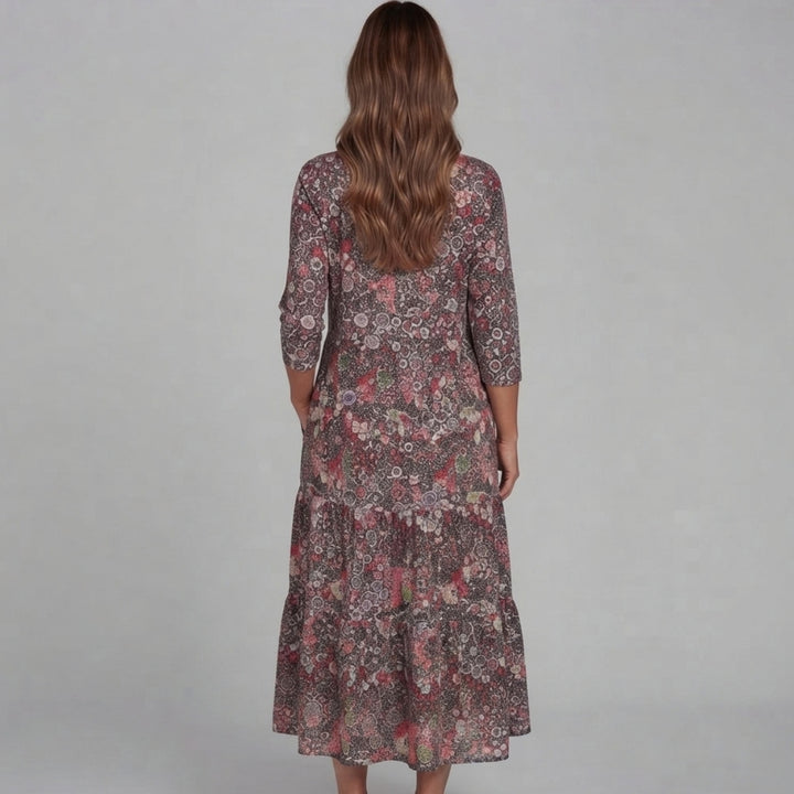 Naia | V-Neck Three-Quarter Sleeve Midi Dress