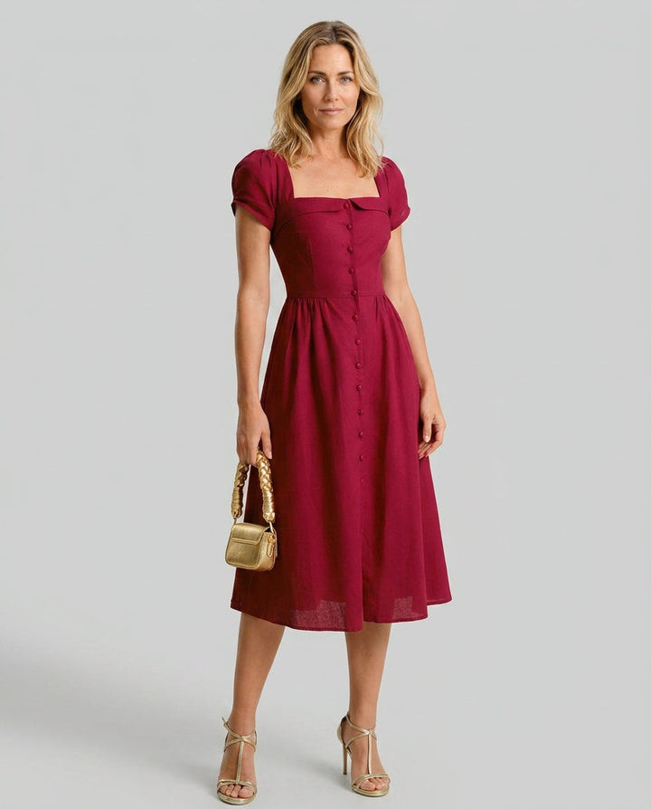 Saskia | Square Neck A-Line Midi Dress