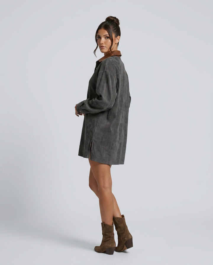 Marlowe | Loose Lapel Suede-Look Mini