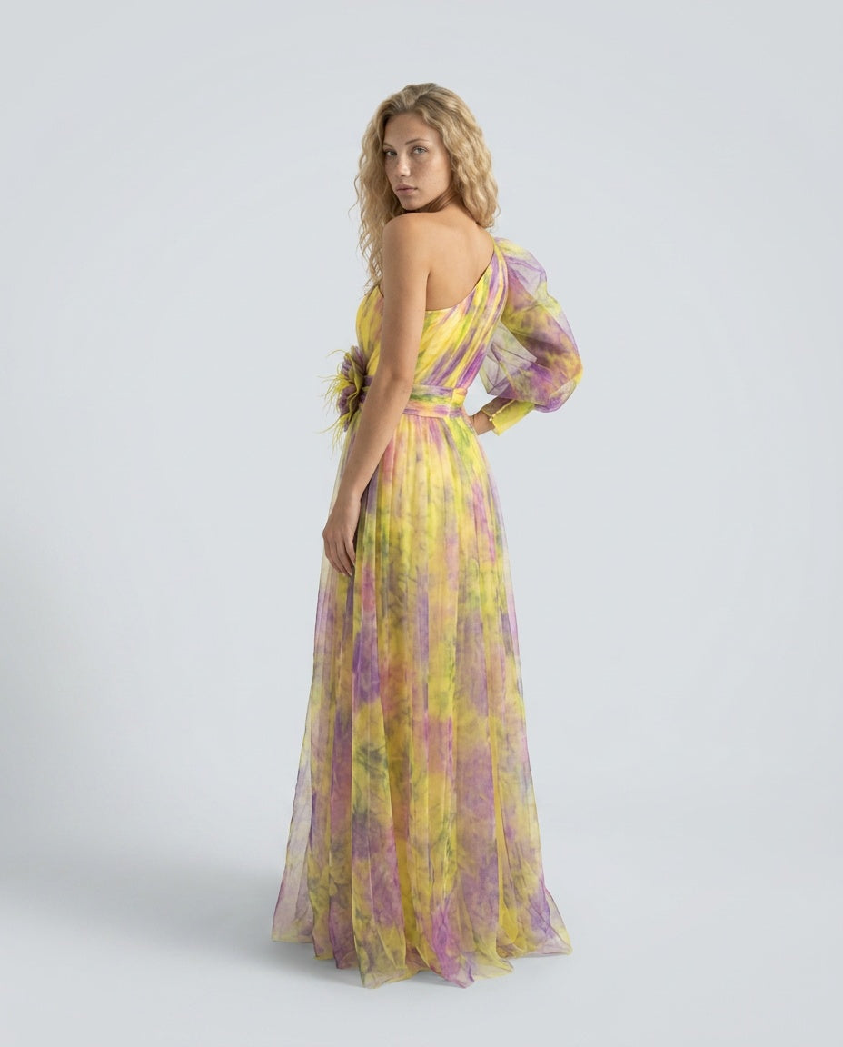 Celeste | Maxi Off-Shoulder Printed Split Dress