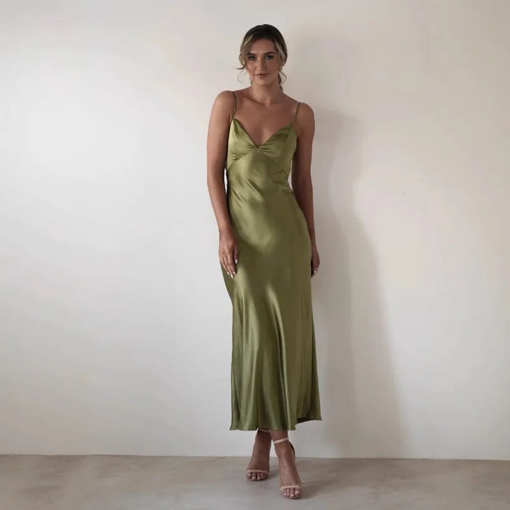 Anais | Strappy Satin Slip Maxi Dress