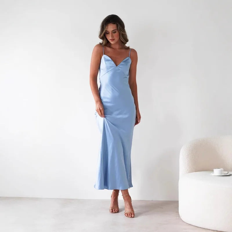 Anais | Strappy Satin Slip Maxi Dress