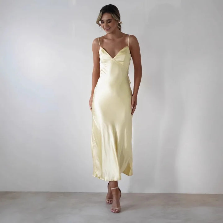Anais | Strappy Satin Slip Maxi Dress