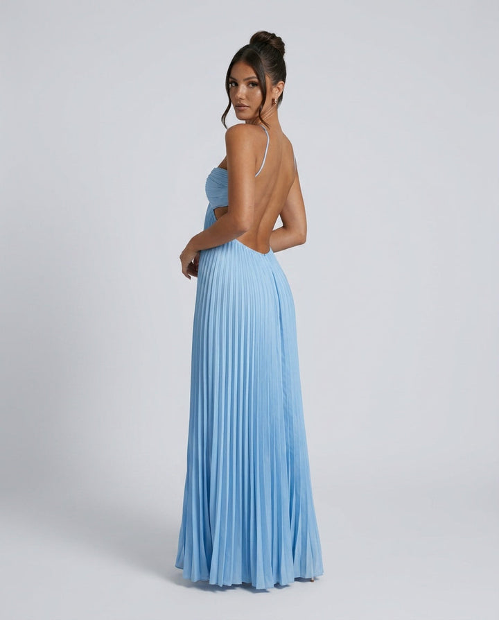 Halara | Pleated Halter Open Back Maxi Dress