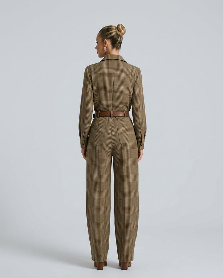 Harper | Tweed Plaid Utility Jumpsuit