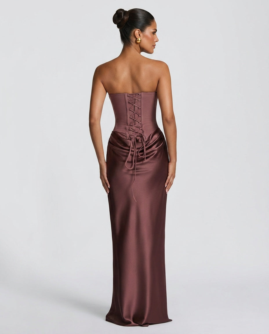 Ivy | Lace-Up Corset Maxi Dress