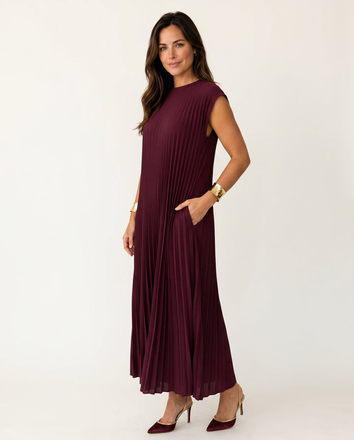 Zara | Pleated Sleeveless Midi Maxi Dress