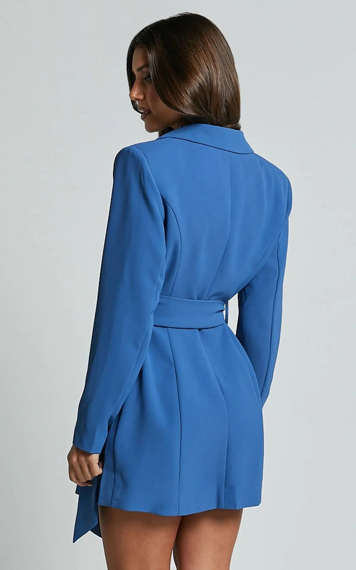 Edith | Belted Tie Waist Midi Blazer Dress