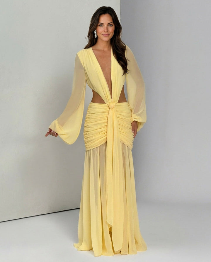 Wren | Halter Neck Ruched Maxi Dress