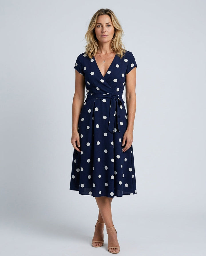 Camille | Polkadot Wrap Midi Dress