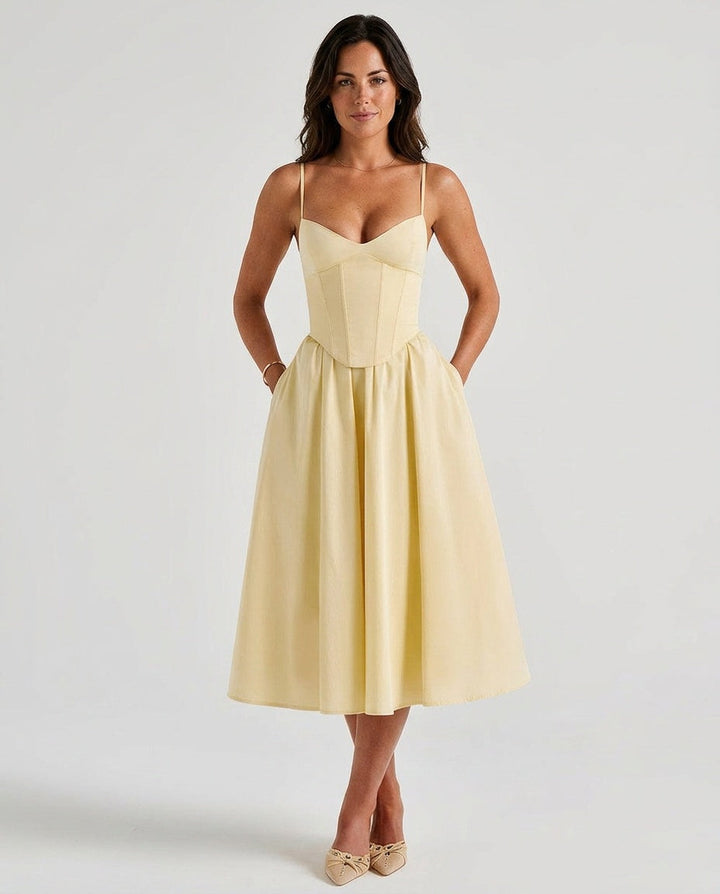 Mariella | Puff Sleeve A-Line Midi Dress