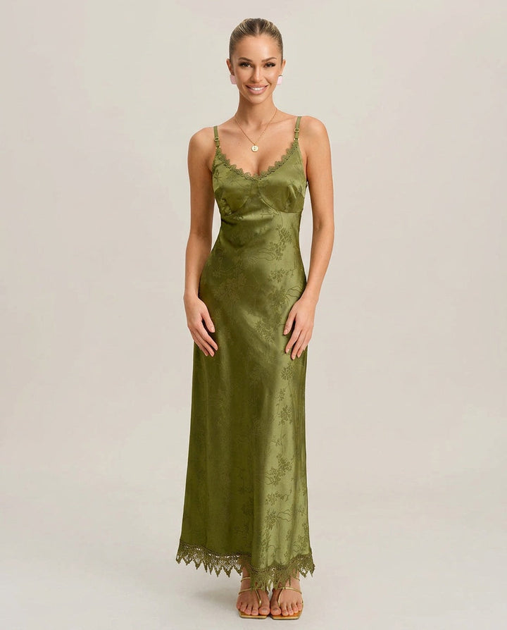 Nadine | Jacquard Corset Slip Maxi Dress