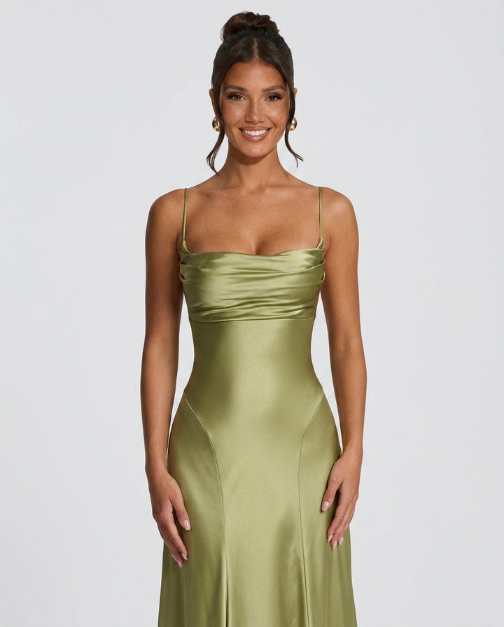 Adelina | Ruched Spaghetti Strap Maxi Dress