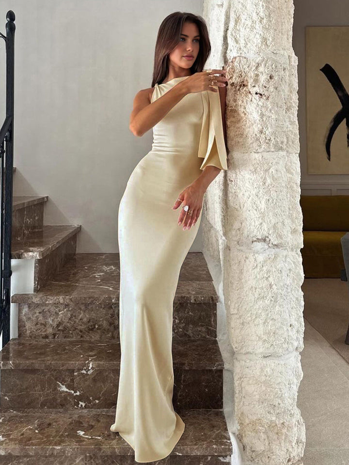 Nina | Off-White Knot Detail Maxi Dress